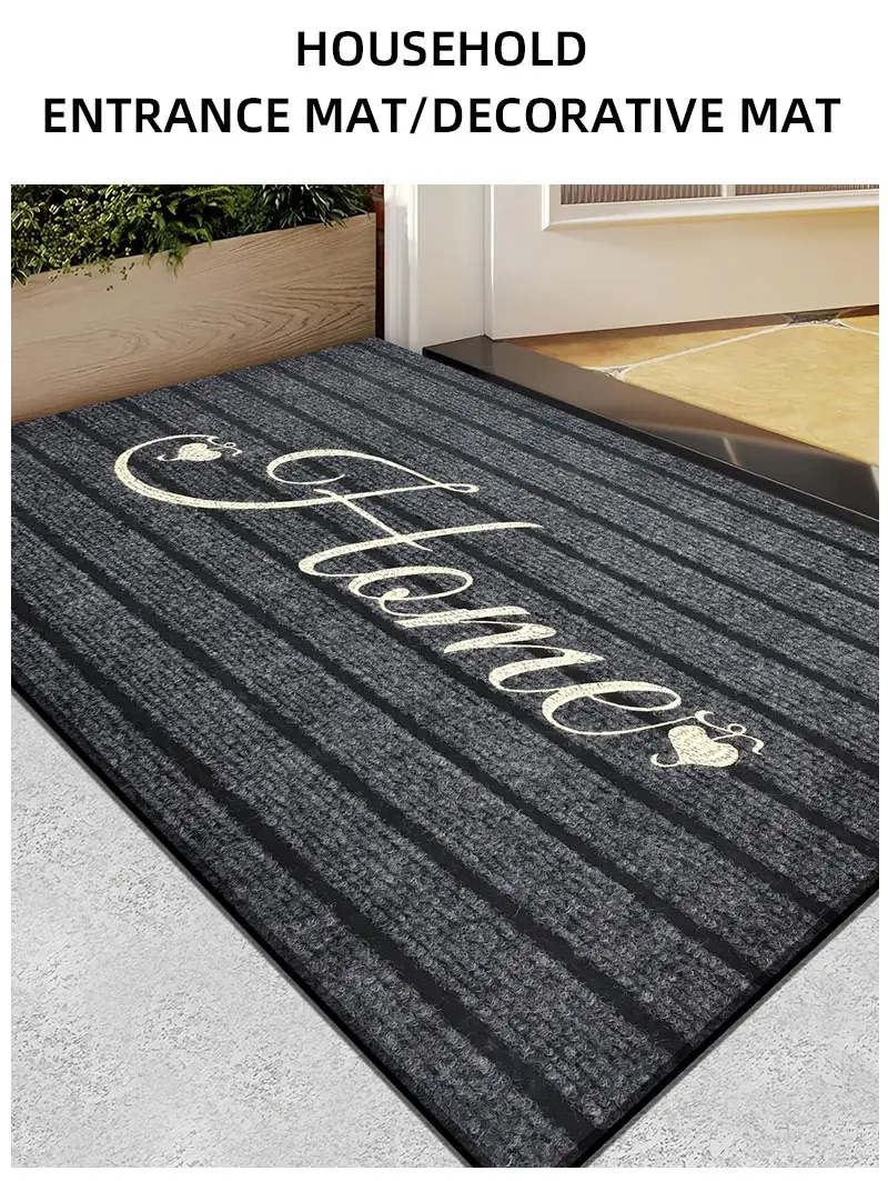 Striped Door Mat - Machine Washable Soft Absorbent Floor Carpet for Bathroom Entrance