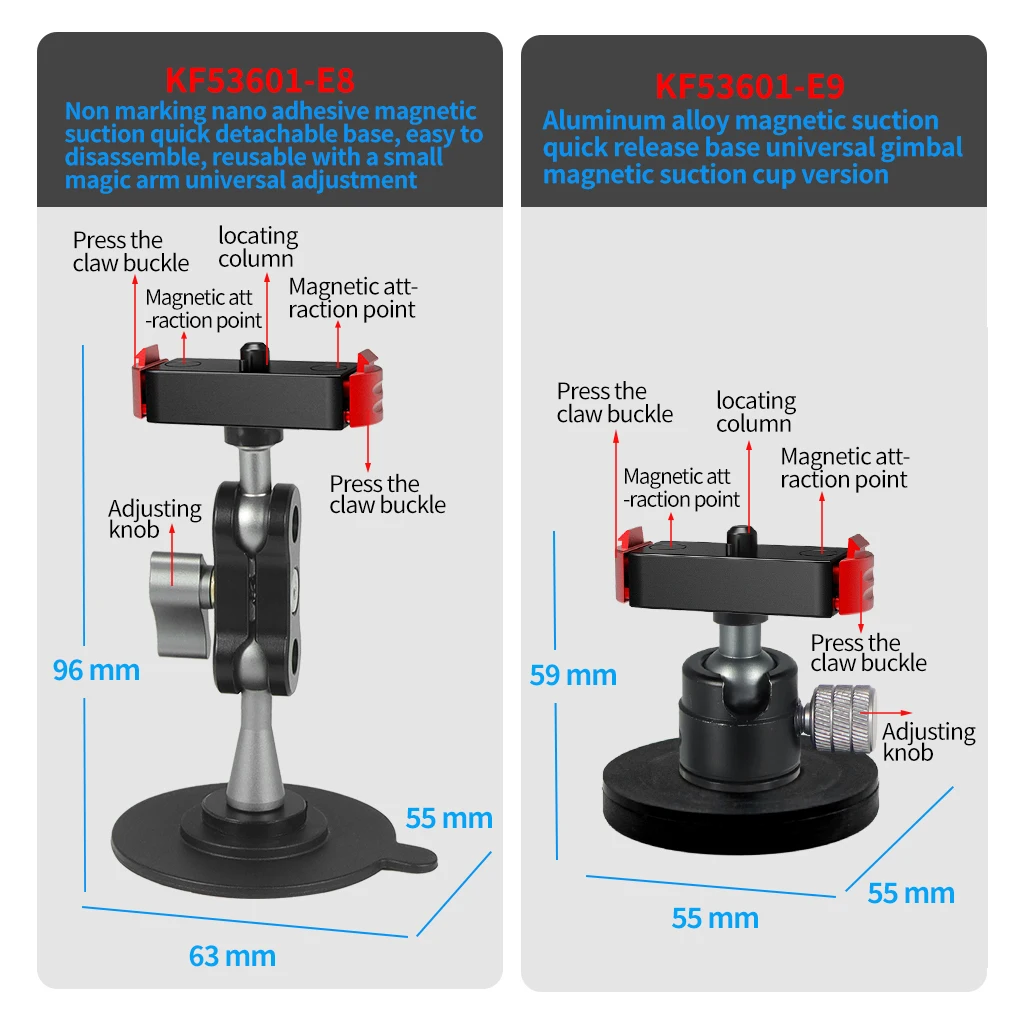 Mini Kugelkopf Adapter Halterung Action Kamera Stativ Halterung 1/4 "Loch Magnetische Saugbasis Quick Release Halterung für Gopro Hero 13 – Detail 25