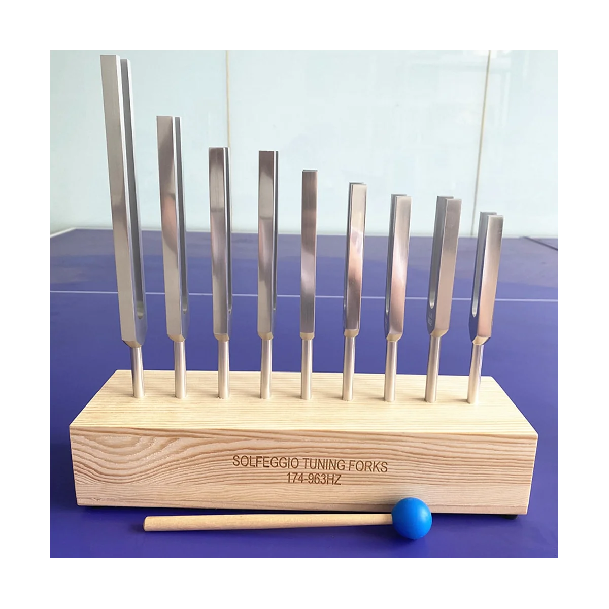 9PCS Tuning Fork Set,Tuning Forks Chakra for Healing Meditation Yoga Relaxation Instrument with Wooden Stand 2