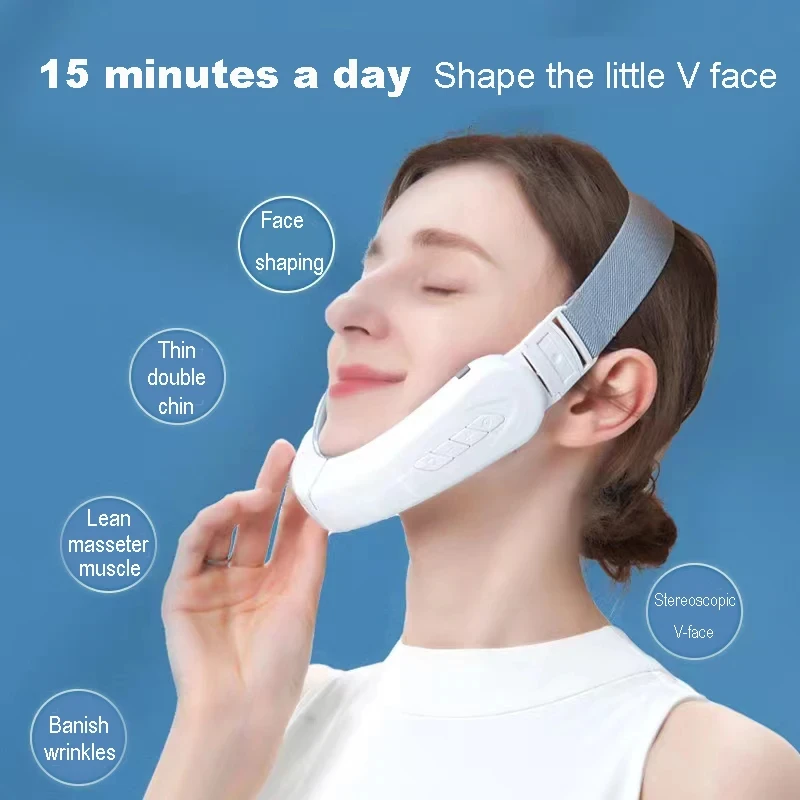 EMS Double Chin V Shape Lift Belt Facial Lifting Massager Face Slimming Vibration Face Lift Device with Remote Control Skin Care