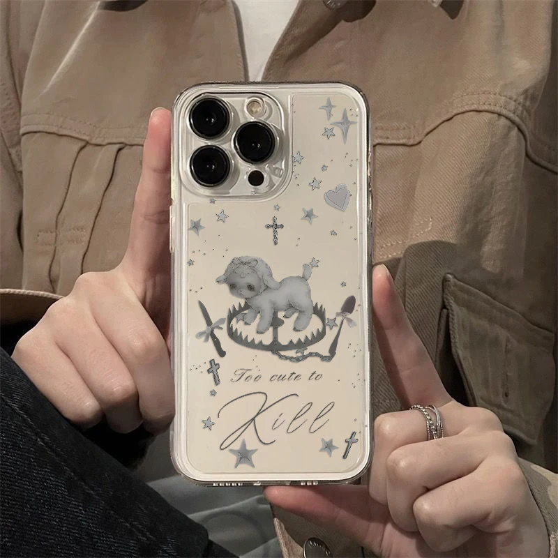 Korean INS Style Creative Cute Grey Lamb Clear Phone Case
