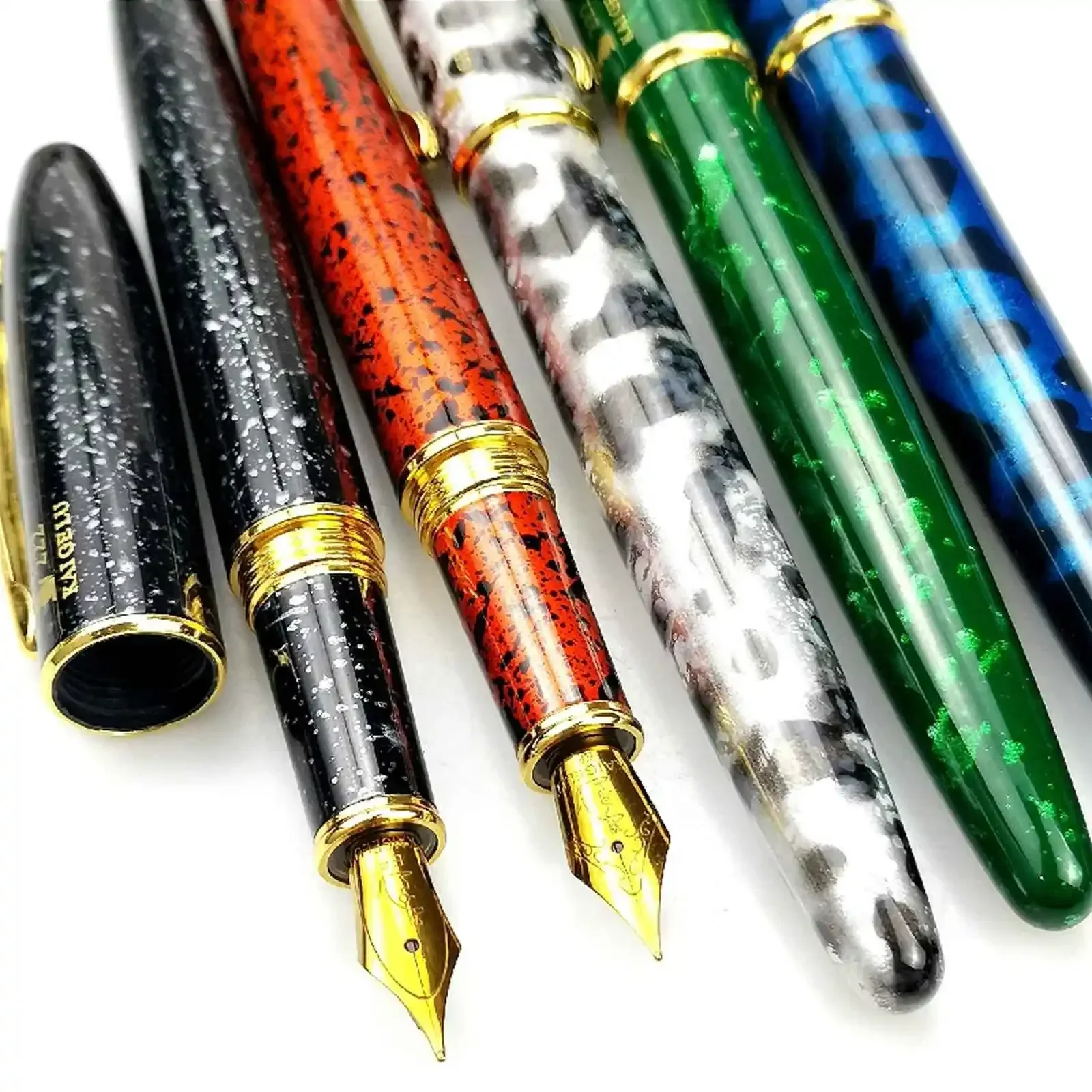 Kaigelu 222 fountain pen pure copper rod screw cap titanium-plated nib rotating ink absorber school office gift pens stationery 2