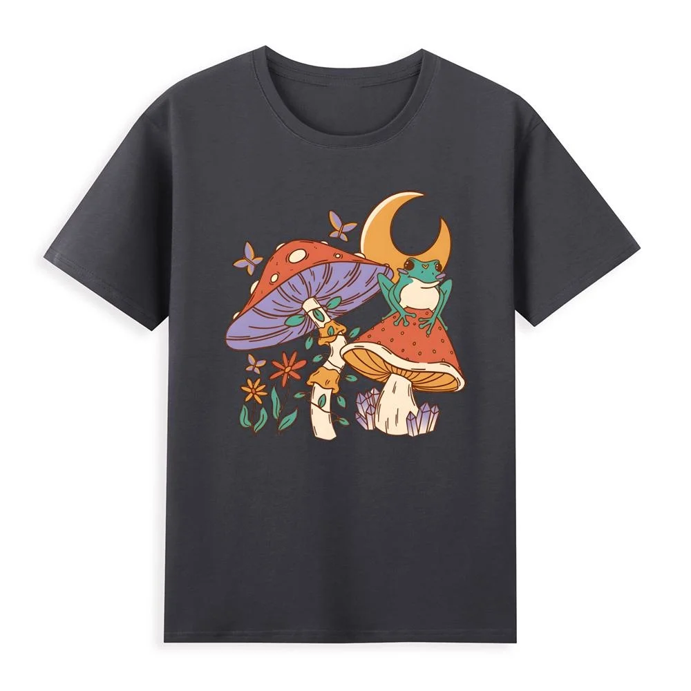 

Cottagecore Aesthetic Mushroom Dark Academia Frog Pure Cotton EU size top manga graphic harajuku men Tee y2k man clothing