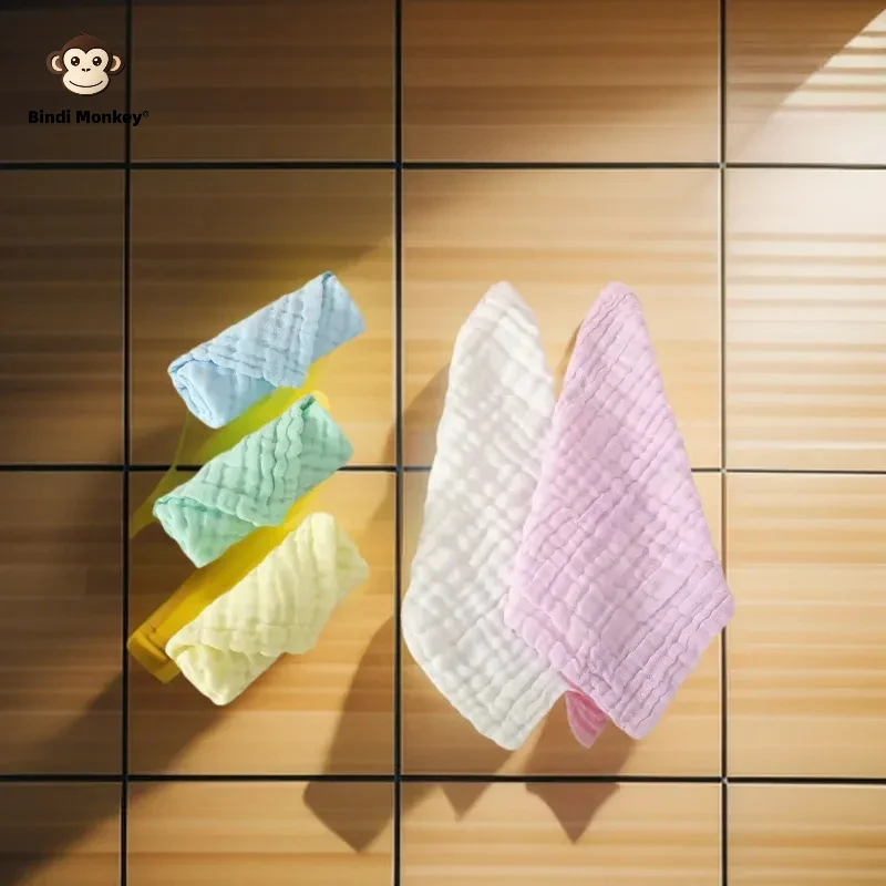 5 Pieces of Six Layers of Pure Cotton cotton towel Pure Color Gauze Square Towel Saliva Towel 25*25cm