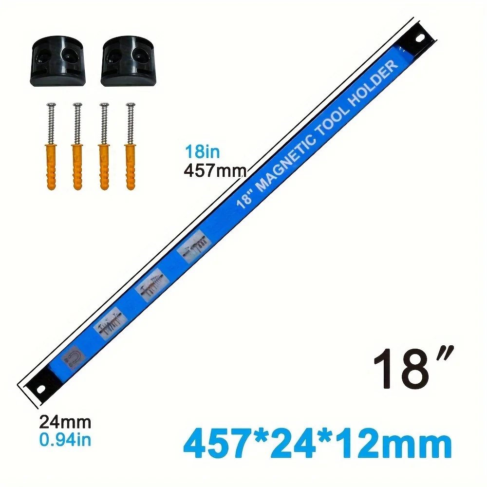 suporte magnético para ferramentas montado na parede com chaves inglesas