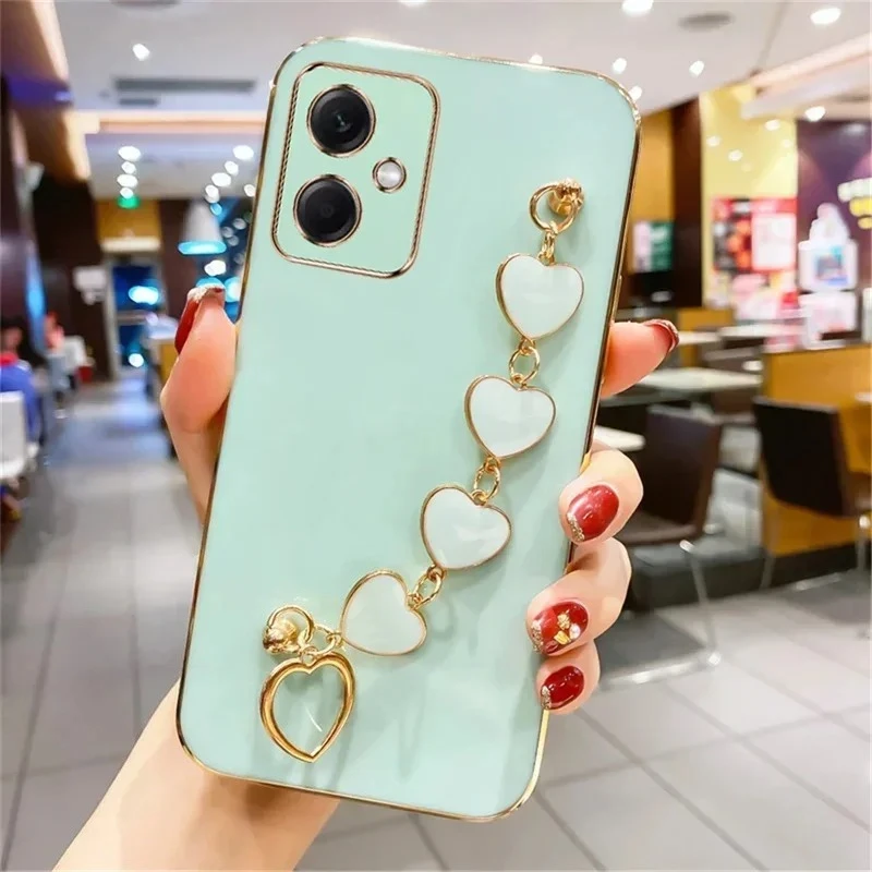 Plating Love Heart Bracelet Chain Soft Silicone Shockproof Cover