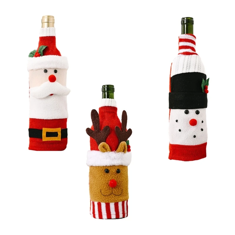 

Handmade Christmas Sweater Wine Bottle Bag Knitted Snowman Reindeer Santa Drop ship