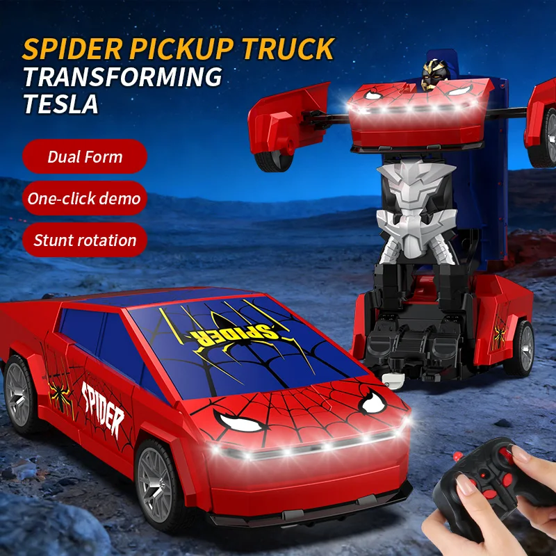 Robot RC Transformable 2-en-1 - Voiture Télécommandée Spider Cyber Pickup