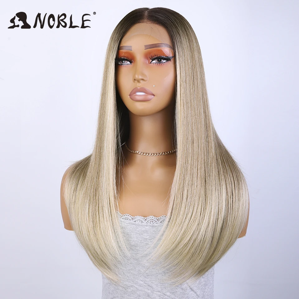 Noble Synthetic Lace Front Wig Straight Baby Hair 13X4 Lace Bob Wigs Synthetic Lace Wig 22 Inch blonde Wig For Women Wig