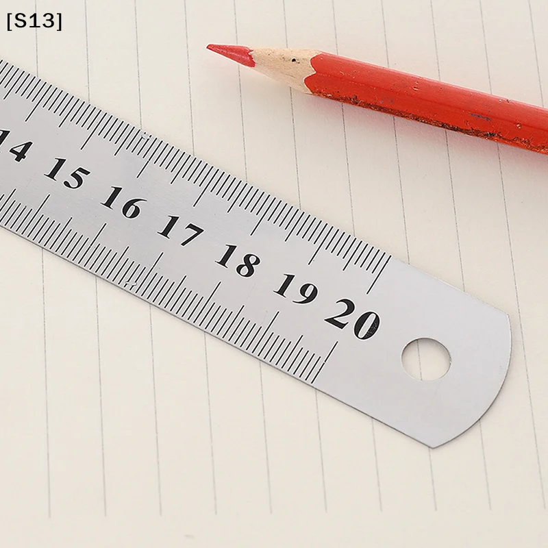 15-30cm 스테인레스 스틸 금속 직선 자자루 도구 양면 측정 도구[Q]Q@