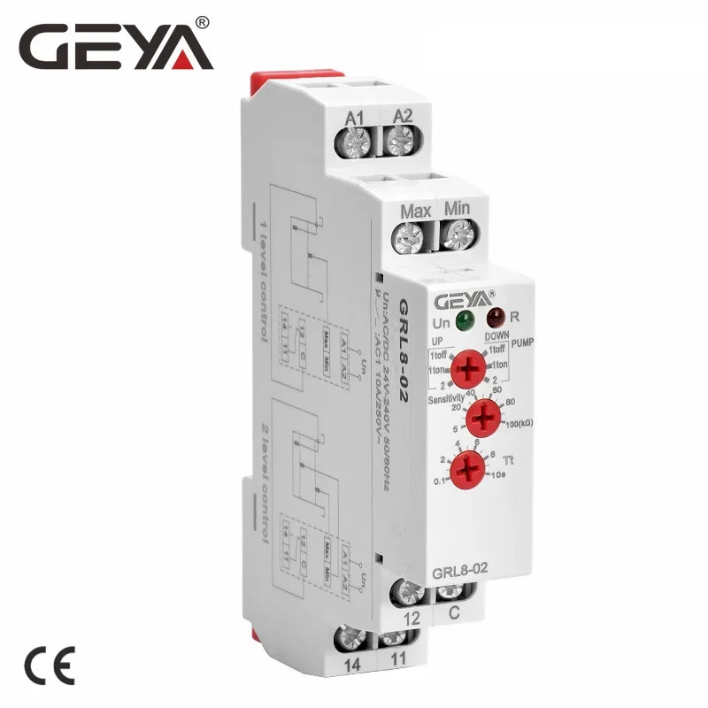 GEYA Level Control Relay 10A Water Level Controller Price Pump Up or Down Control Relay AC/DC24-240V GRL8