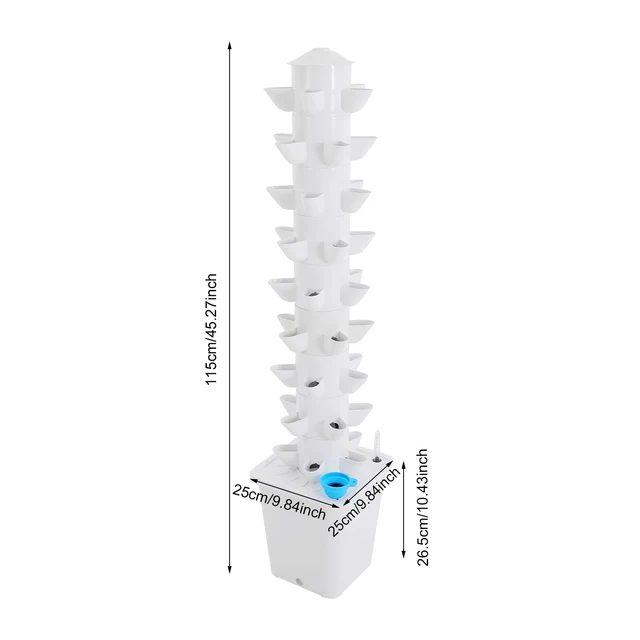 45-Holes Hydroponic Garden Vertical Tower| Hidroponia Growing System Vegetable Planter for Balcony Garden Greenhouse