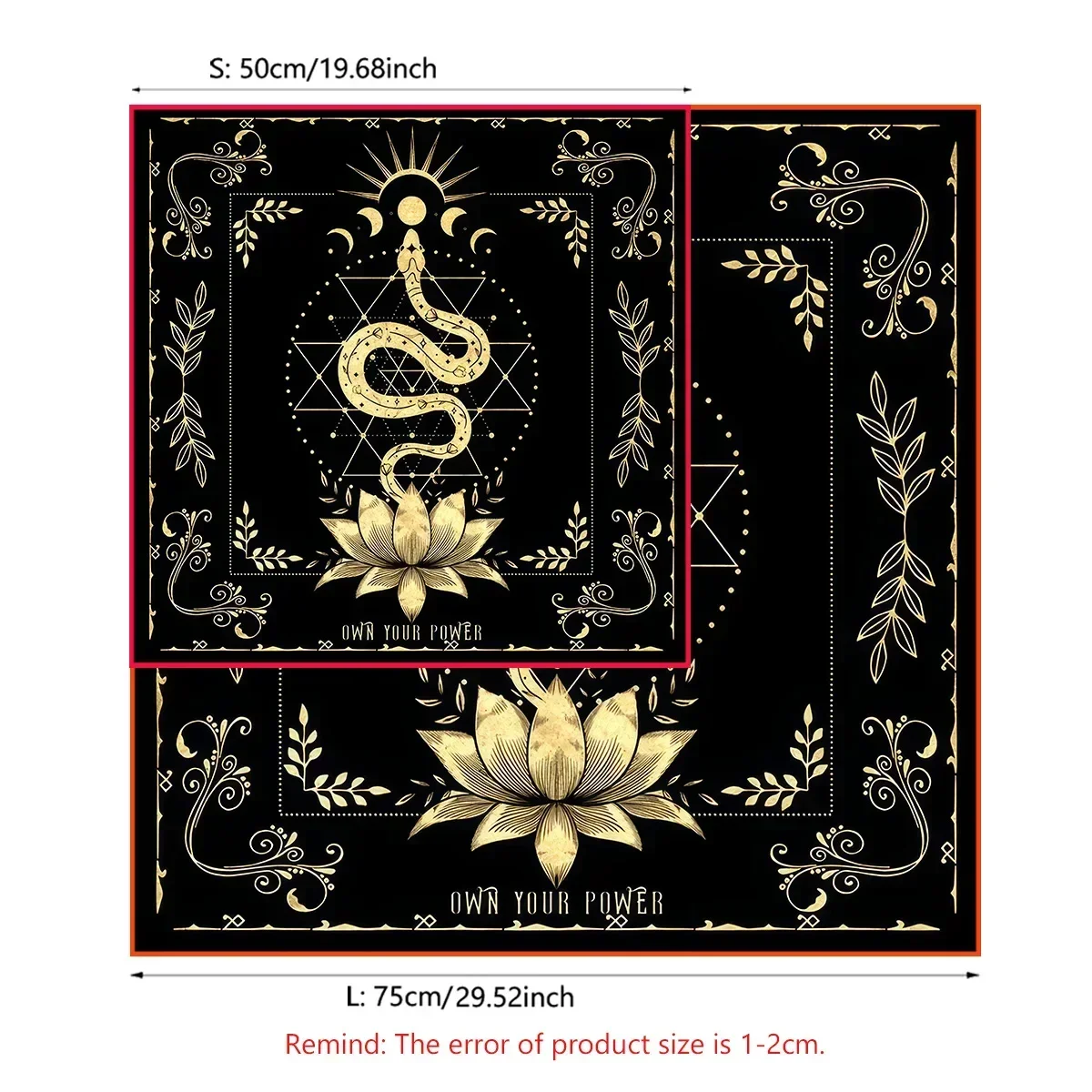 Own Your Power Altar Cloth Moon Phase Snake Tarot Cloth Spread Tarot Reading ClothWitch Wiccan Home Decor Party Gift 3