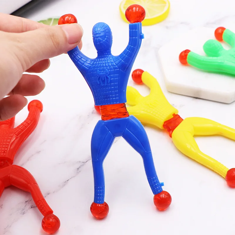 10 Sticky Wall Climbing Men Toys Funny and Flexible Flip Plastic Figures for Kids Great Gag Gift and Classic Attraction Toy 10pcs random color funny birthday vent novel party gift supplies sticky wall climbing kid climber men fillers educational toy