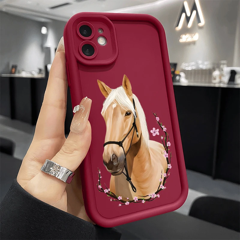 Adorable Horse-Patterned Silicone Shockproof Phone Case - Soft Protective Cover