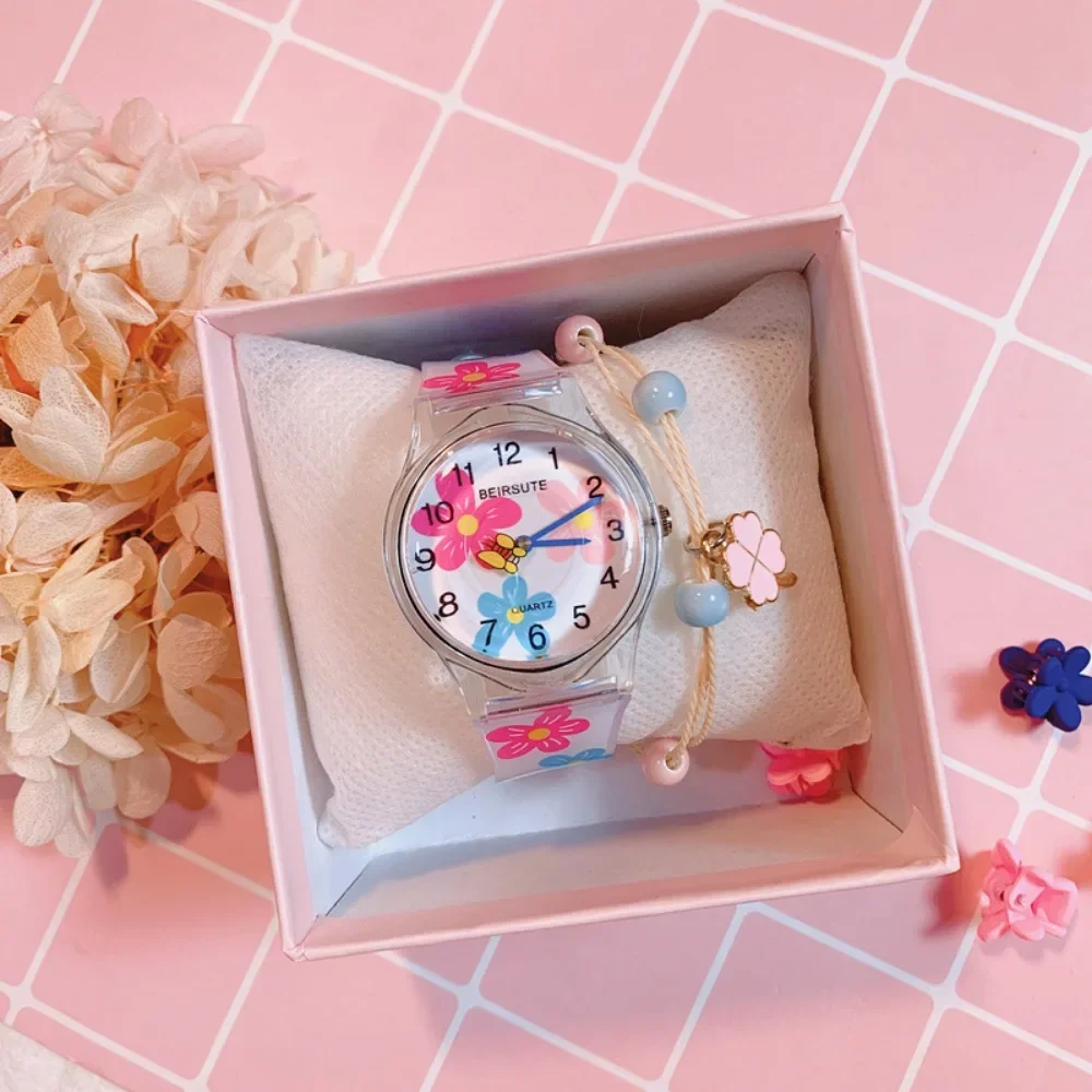 New Fashion Colorful Flower Watch for Girl Women Cute Cartoon Kids Watches Silicone Quartz Candy Color Children Wristwatch Clock 5