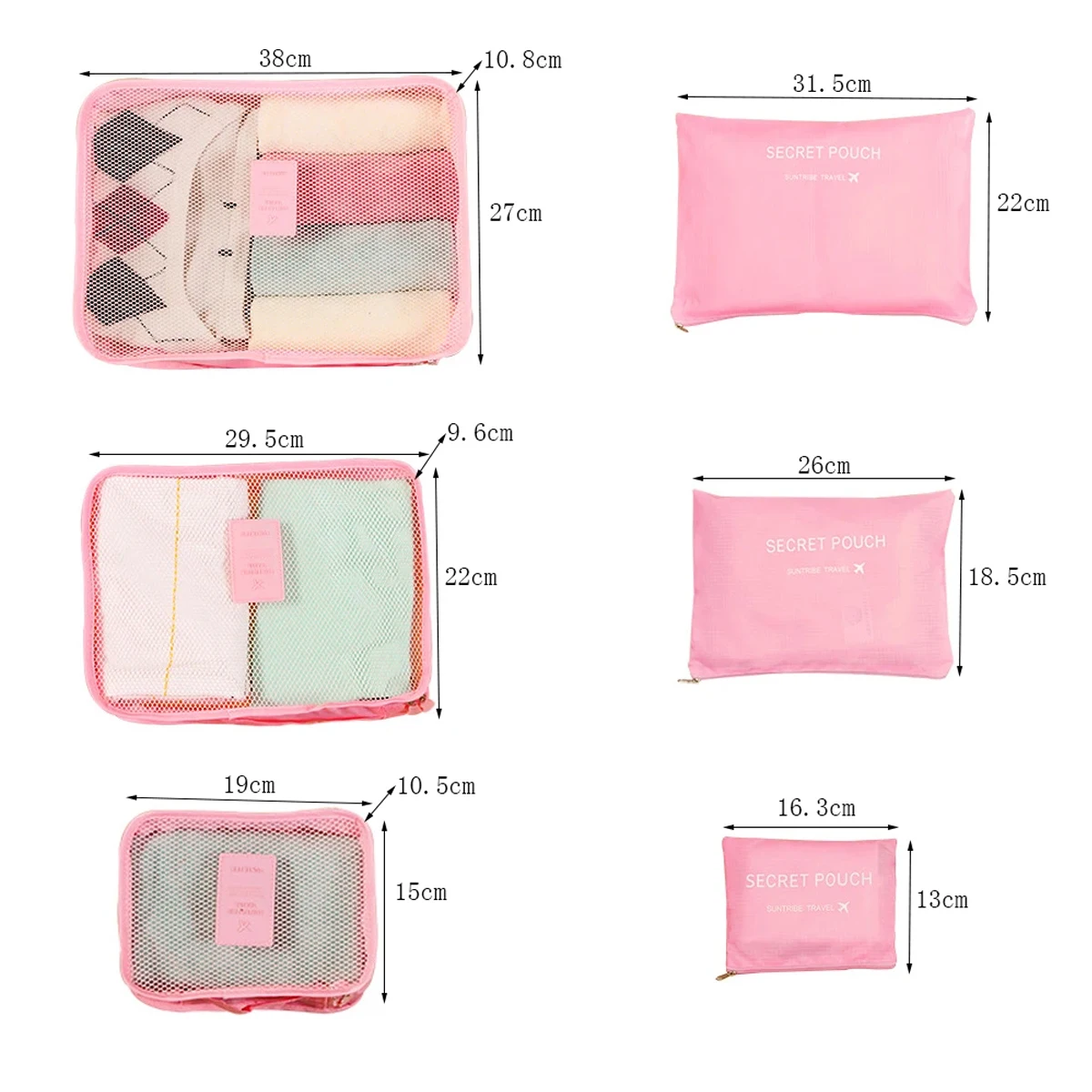 Enhanced Travel Organizer Set - 6 Piece Packing Cube & Storage Bag Kit