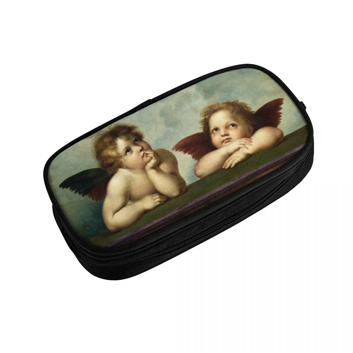 커스텀 카와이 빈티지 미학 르네상스 천사 연필 케이스, 대용량 Cherub Wings 연필 파우치, 학교 액세서리