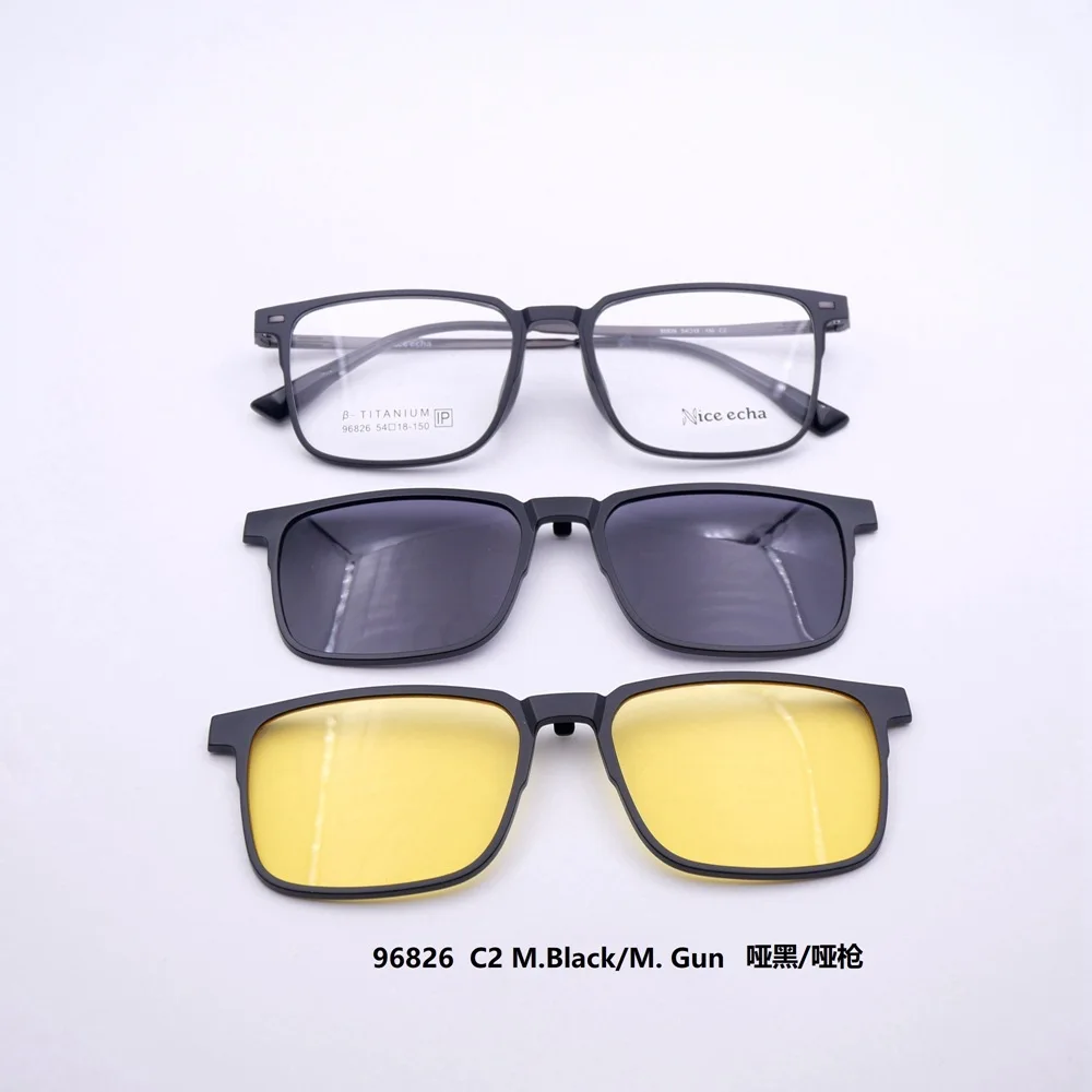 High Quality Fashion Night Vision Goggles Multi-function Magnetic Clip On Sunglasses Polarized Men Women Eye Glasses Frame 96826