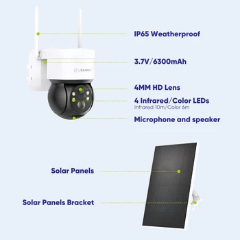 2pcs/set Solar Security Cameras Wireless Outdoor - Battery Power Cameras for Home Security Wifi Cameras Outside Surveillance 6
