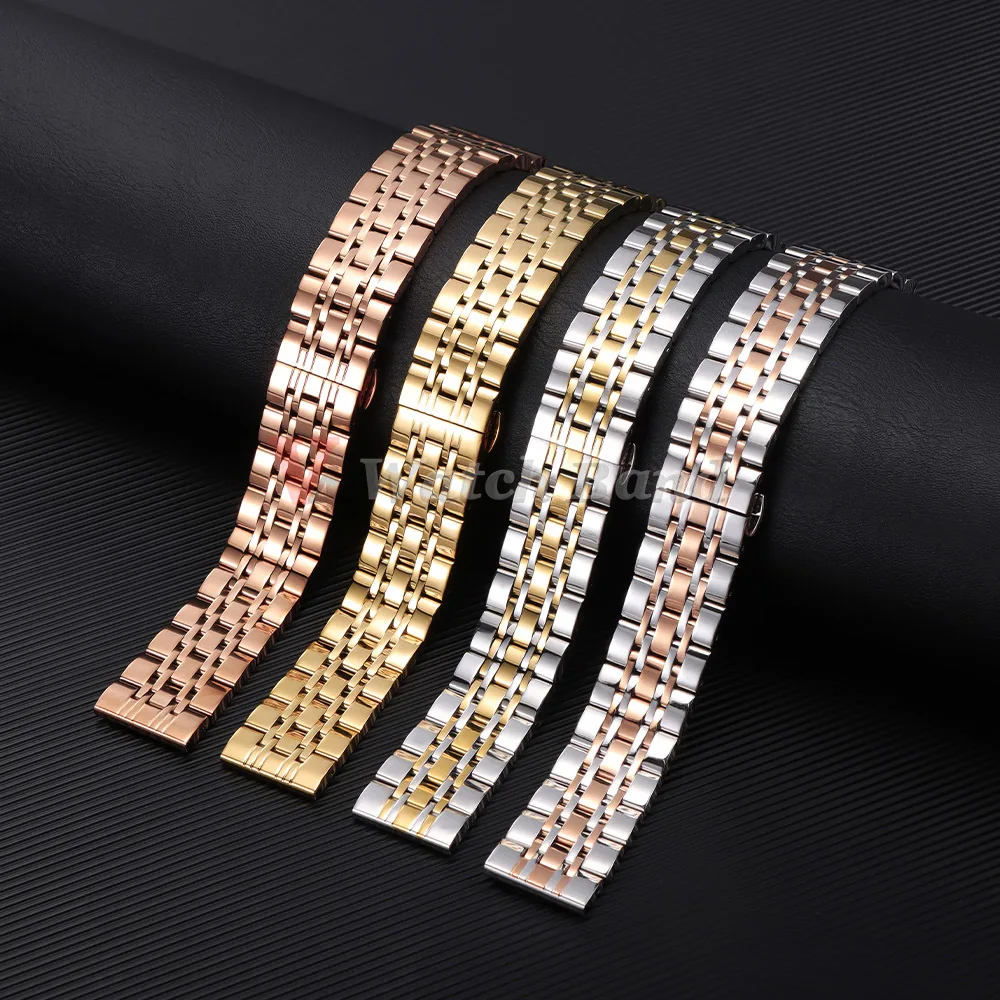 Sleek Curved End Stainless Steel Wristband with Butterfly Buckle