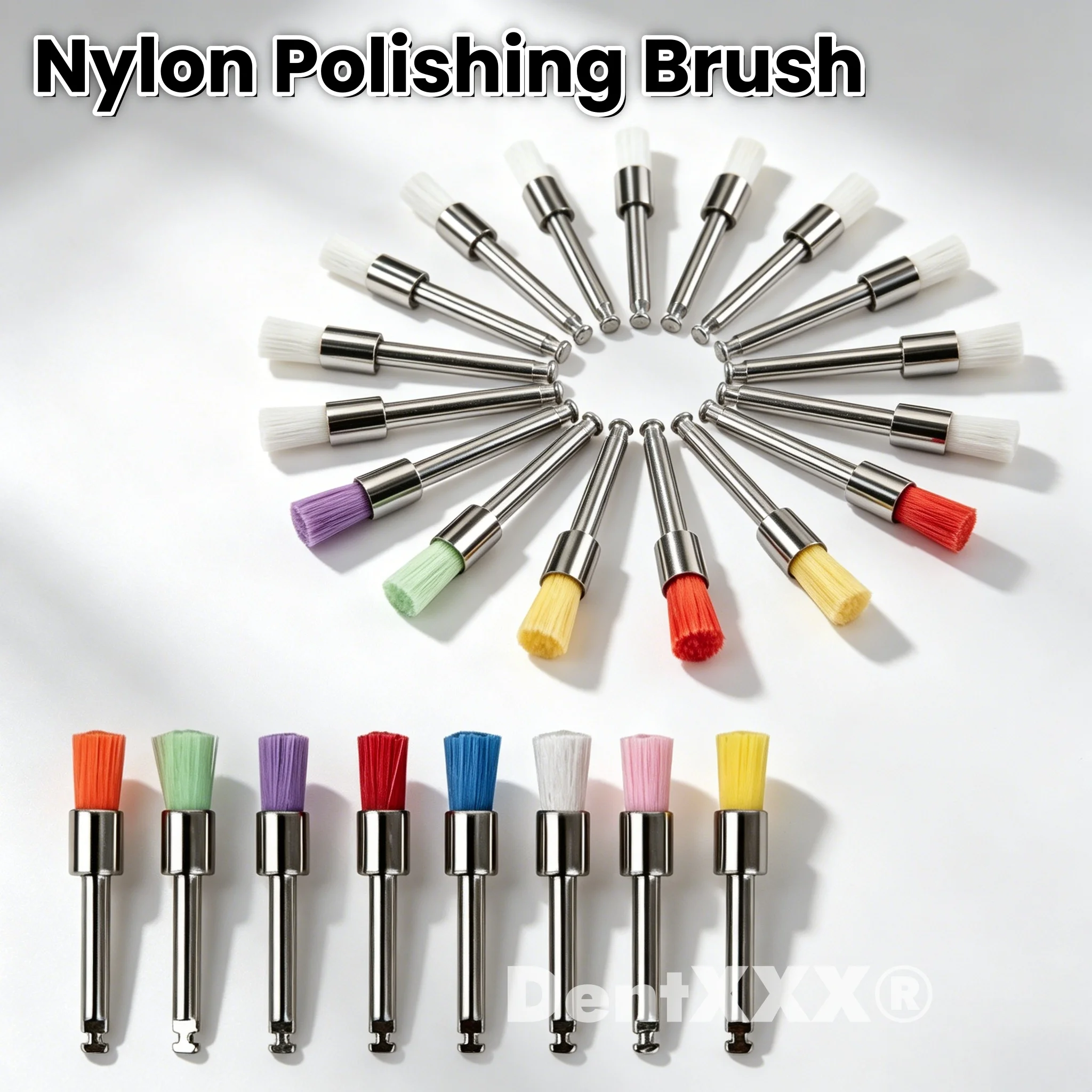 50/100/300 Stück weiche und dichte Nylon-Polierbürsten, 2,35 mm, bunte Reinigungs- und Polierwerkzeuge, RA-Schaftdurchmesser