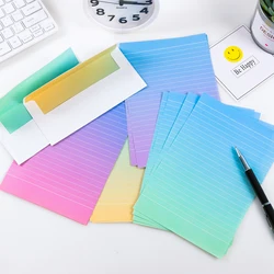 Lot de 2 enveloppes avec lettres dégradées, 4 pièces, papier à lettre créatif et romantique, papeterie personnalisée pour cartes d'invitation de mariage et de vœux 
