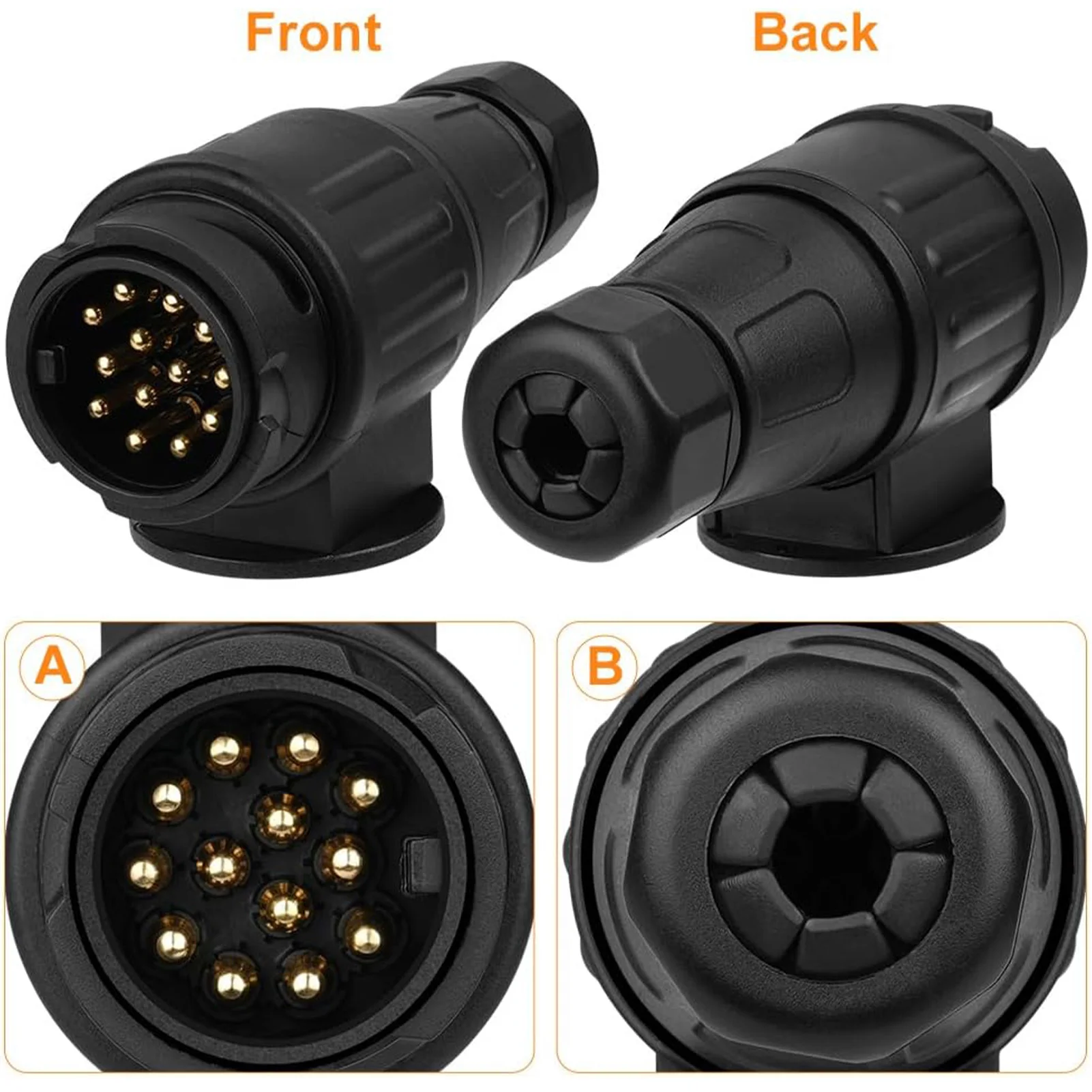 13-poliger 7-poliger 12V Steckeradapter Anhängerkupplungssteckdose Wasserdichter Anhänger-Elektroanschluss für LKW Wohnwagen RV-Anhänger – Detail 18