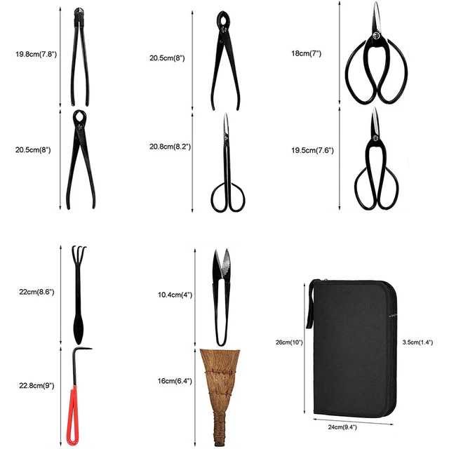 Bonsai Metsző Szerszámkészlet Nyírókert Kiterjedt Vágószén Acél Olló Nylon Tokokkal Otthoni Kerti Szerszámokhoz - Image 6
