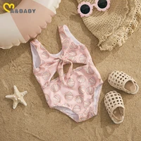 ma&baby 6M-3Y Infant Toddler Kid Baby Swimwear Summer  Bow Floral Shell Print Sleeveless Swimsuit Beachwear Bathing Suit D01 1