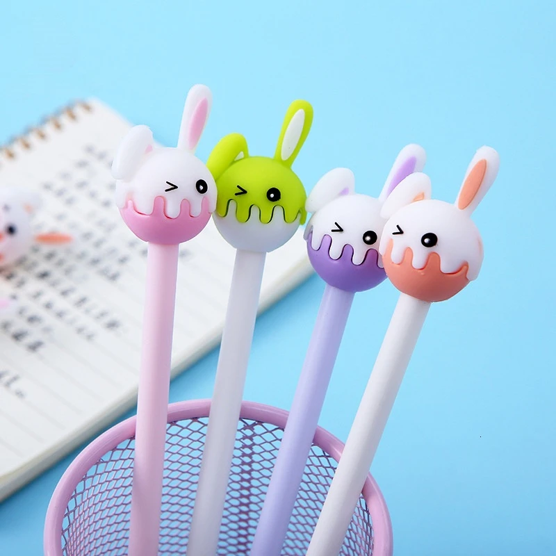 

4 Piece Lytwtw's Cute Creative Rabbit Ear Gel Pen Cartoon Kawaii Stationery Office School Supplies Sweet Pretty Lovely Pens