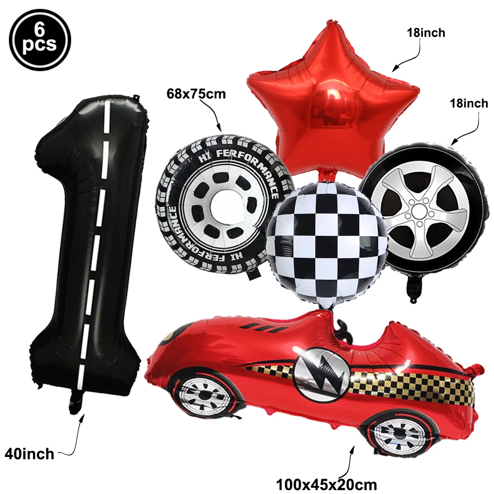 Rennwagen-Geburtstagsballons, 40 Zoll, Rennstrecke, Zahlenballon, Reifen, Rad, Ballon, Jungen, 2 Jahre alt, Geburtstag, Rennthema, Party-Dekoration – Detail 1