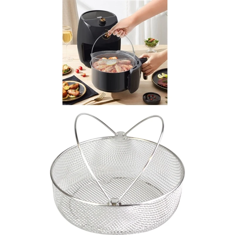 Steamer Basket 8.25inch Stainless Steel Mesh Basket for Air Fryer with Handle