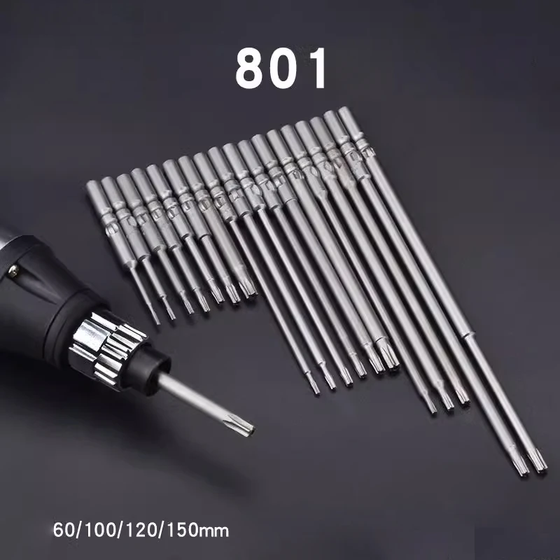 원형 생크 마그네틱 Torx 스크루드라이버 비트, 801 5mm 길이, 60mm, 100mm, 120mm, 150mm, T3 T4 T5 T6 T7 T8 T10 T15 T20 T25 도구, 10 개/로트