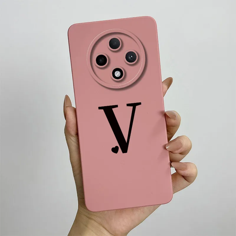 Cute Initial Letters Square Silicone Matte Shockproof Back Cover