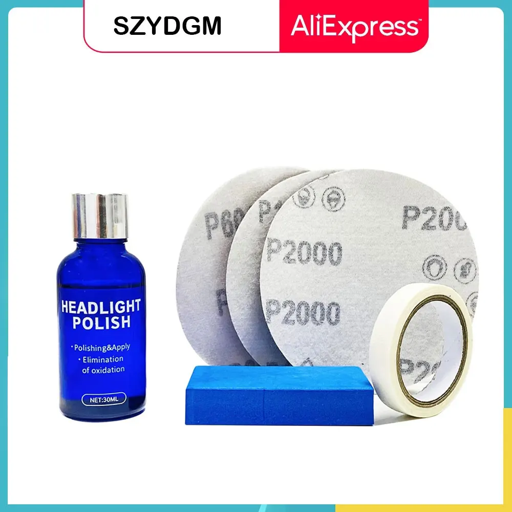 30ml Car Headlight Repair Fluid With Sandpaper Headlight Refurbishment