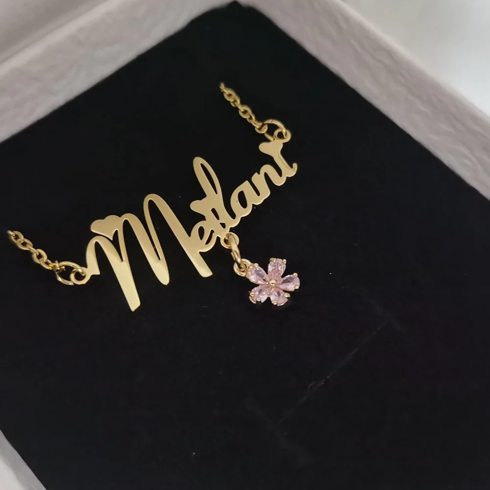 Flower Zircon Custom Name Jewelry Set For Kids Gift