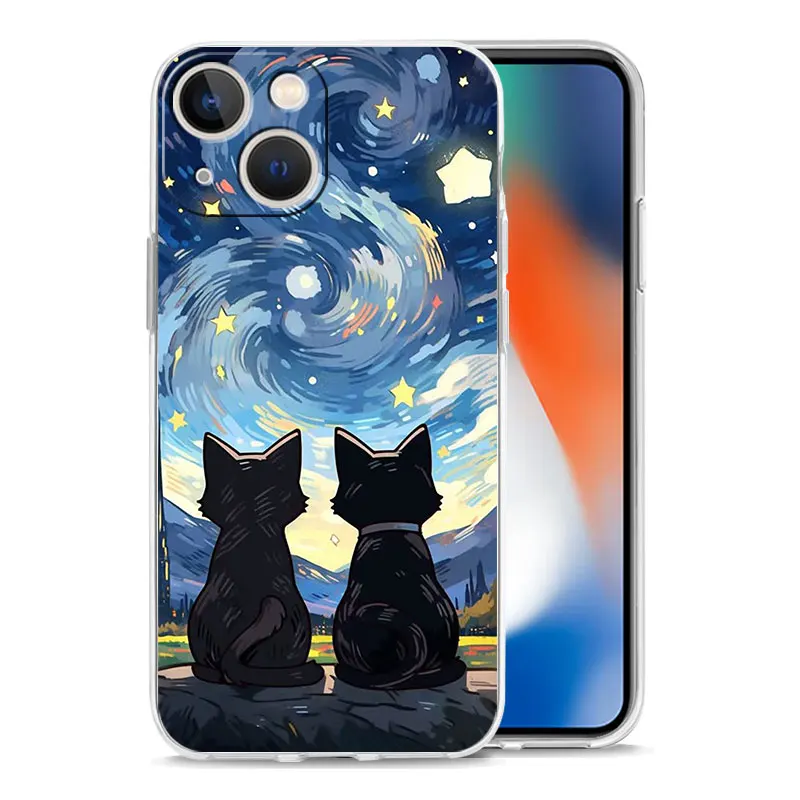 Van Gogh Starry Sky Cat Design Phone Case