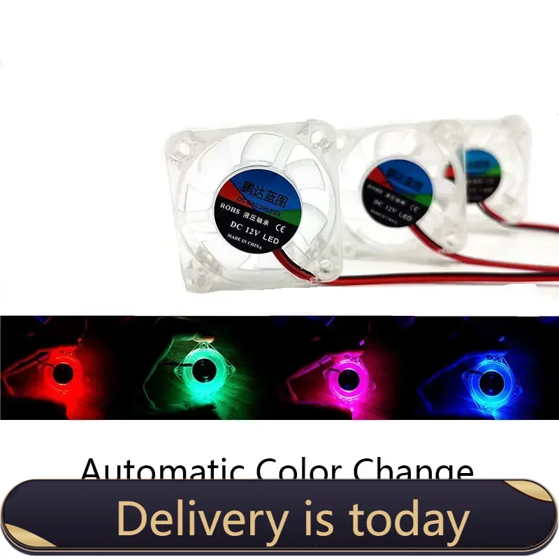 hzdadeve kobra max 4010 cooling fan 24v 40x40x10mm dc for 3d printer anycubi vyper extruder hot end parts 4010 LED 40x40x10mm DC 5v 12v 24v Cooling Fan Automatic Color Change Transparent  Iight Emitting Hydraulic Bearing 2pin