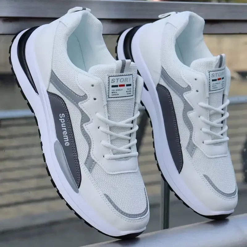 Men's Breathable Mesh Sports Shoes Spring Autumn Korean Style Lightweight Casual Soft Bottom Running