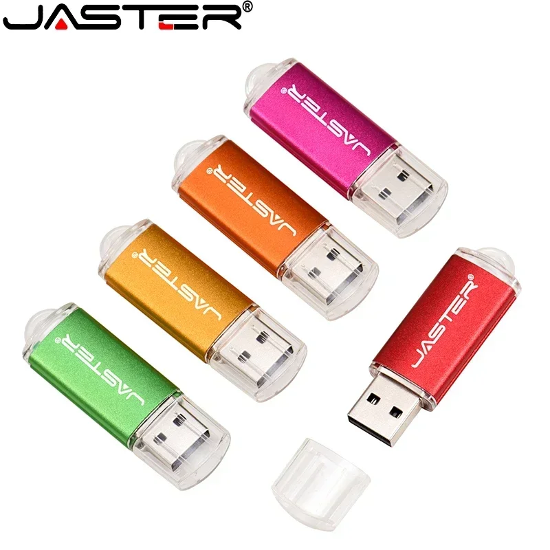 JASTER USB 플래시 드라이브, 64GB, 32GB, 금속 16GB, USB 2.0, 8GB, 블랙 4GB 메모리 스틱, 펜드라이브 무료 맞춤형 로고, 비즈니스 선물 키링