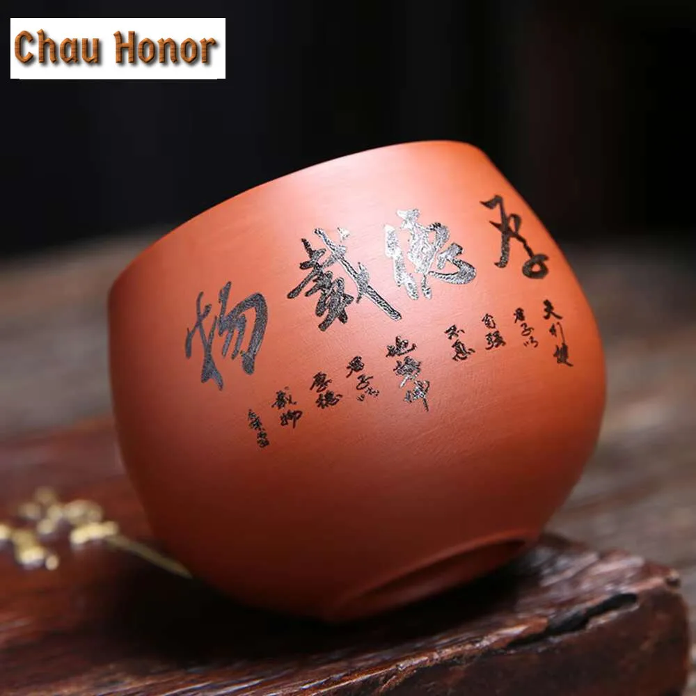 6pc/lot Chinese Purple Clay Teacup Purple Sand Teacup Large Master Cup Mug Kung Fu Teaset Ore Personalized Zisha Teaset Gift Box