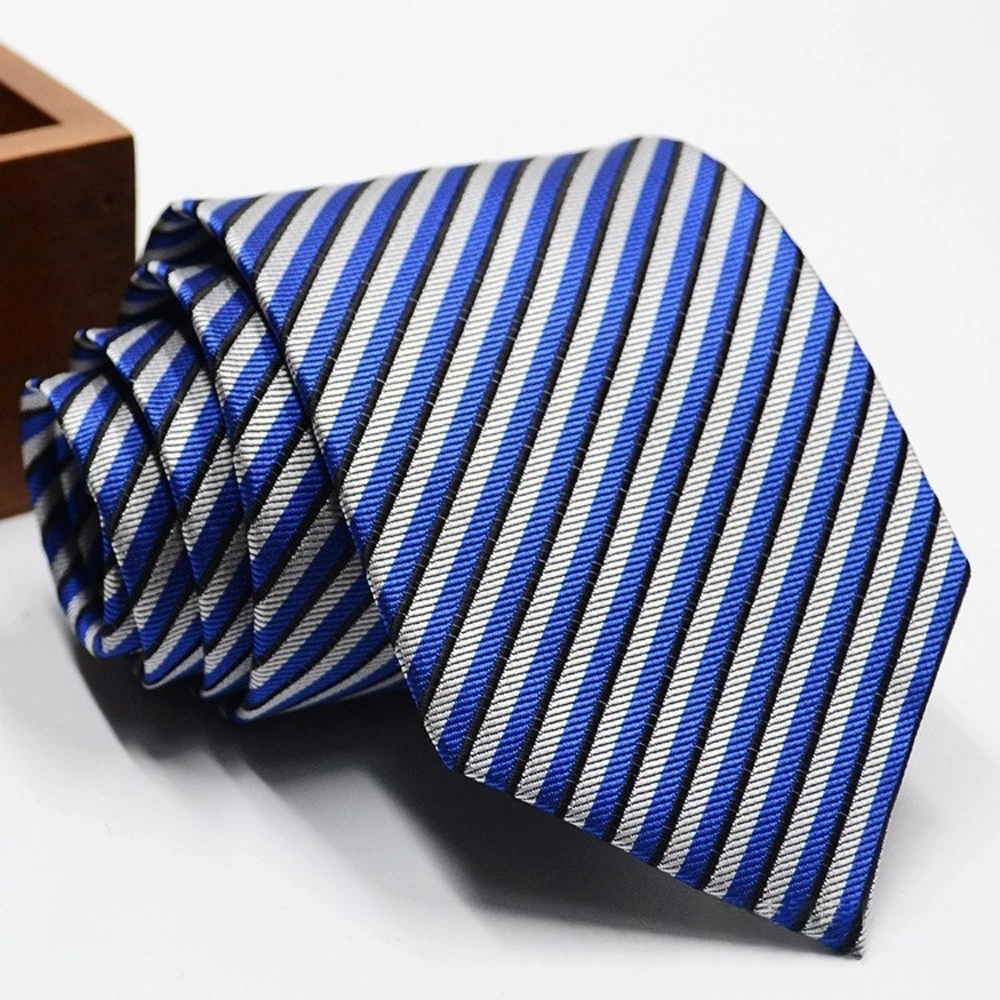 Classic Stripe Necktie - Business Formal Tie for Men 8cm Blue Black Pink Red