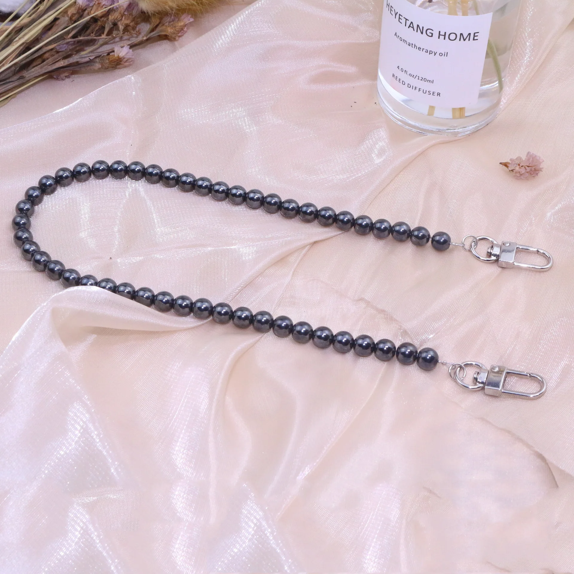

Stone chain black gallstone Beaded shoulder strap one shoulder portable belt bag chain buy accessories bag chain