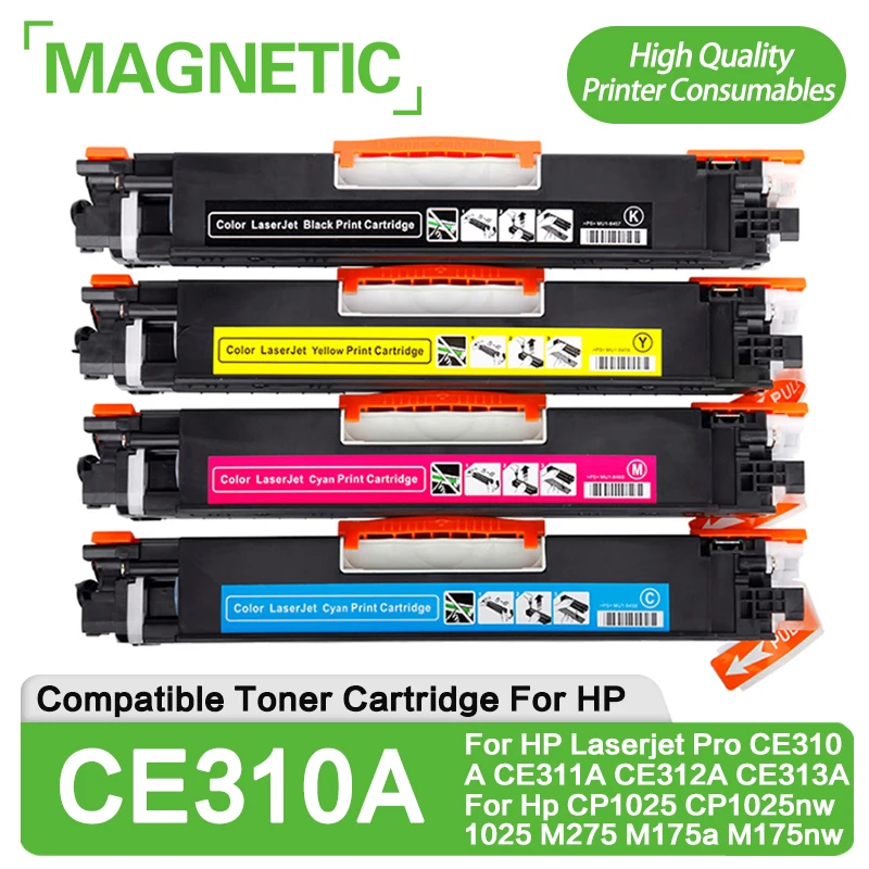 Toner Cartridge Replacement CE310A Compatible For HP Laserjet Pro CE310A CE311A CE312A CE313A For HP CP1025 CP1025nw 1025 M275 M175a M175nw