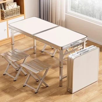 Tavolo pieghevole Bancarella per mercato notturno all'aperto Tavolo pieghevole portatile Push Sedia da tavolo da pranzo pieghevole piccola per uso domestico semplice 1