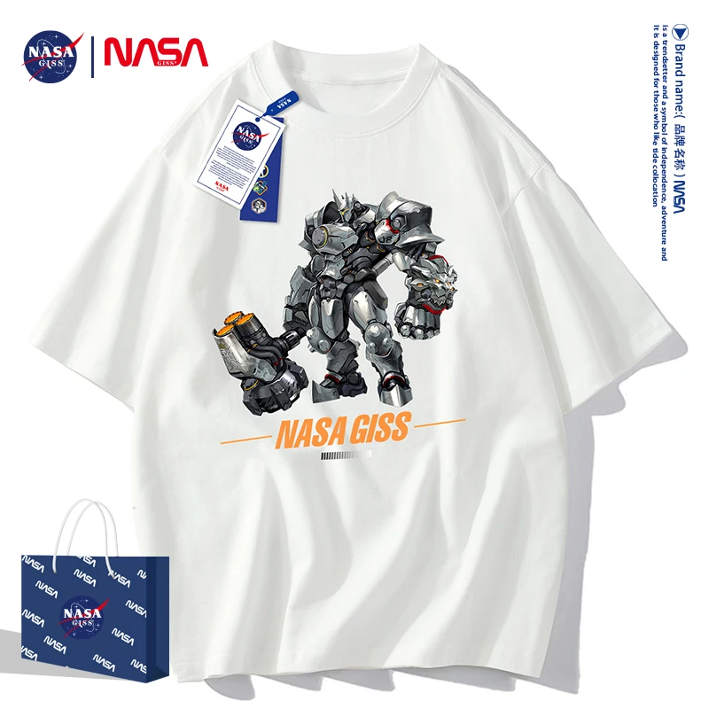 

NASA GISS 9.9oz 280gsm High Qualtity Oversized Heavy T-shirt for Men Short Sleeve Tee Cotton Solid Color Trend Leisure 2023 new