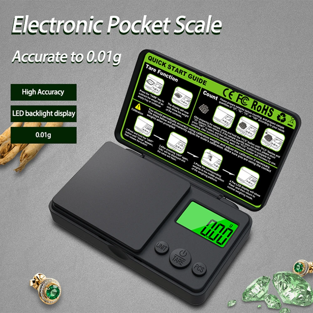 Portable Scale Pocket Scale Jewelry Scale Kitchen Scale 0.01g Portable Electronic Scales