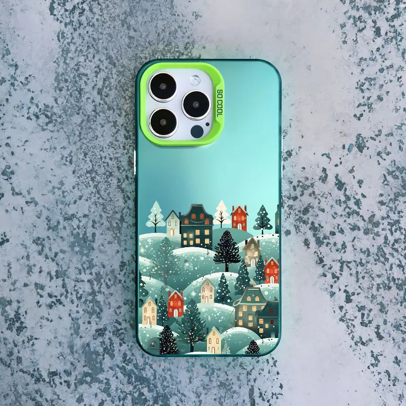 Nacht Schnee Berg Wald Landschaft gemalt Handy hülle für iPhone 15 14 Pro Max Plus 13 Mini 12 Pro Max 11 stoß feste Laser abdeckung – Detail 3