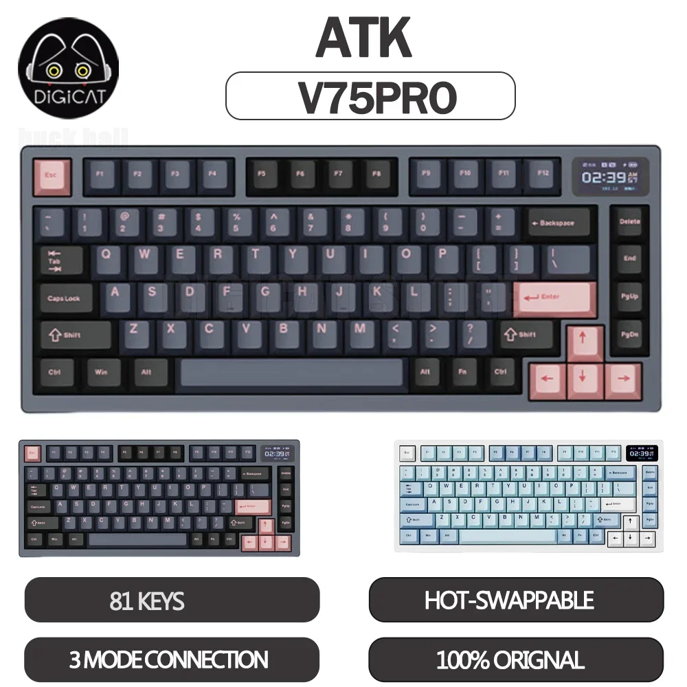 

Механическая игровая клавиатура ATK VXE V75Pro, 3 режима, USB/2,4G/Bluetooth, беспроводная клавиатура с горячей заменой, RGB, подсветка, игровые клавиатуры, подарок